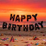 Kit Ballons Aluminium Noir HAPPY BIRTHDAY – 40cm