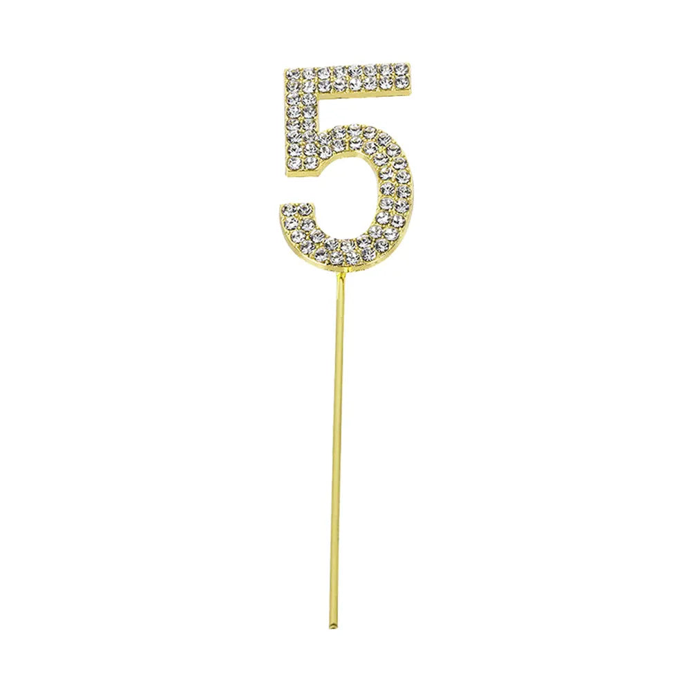 Cake Topper Chiffre 5 Doré