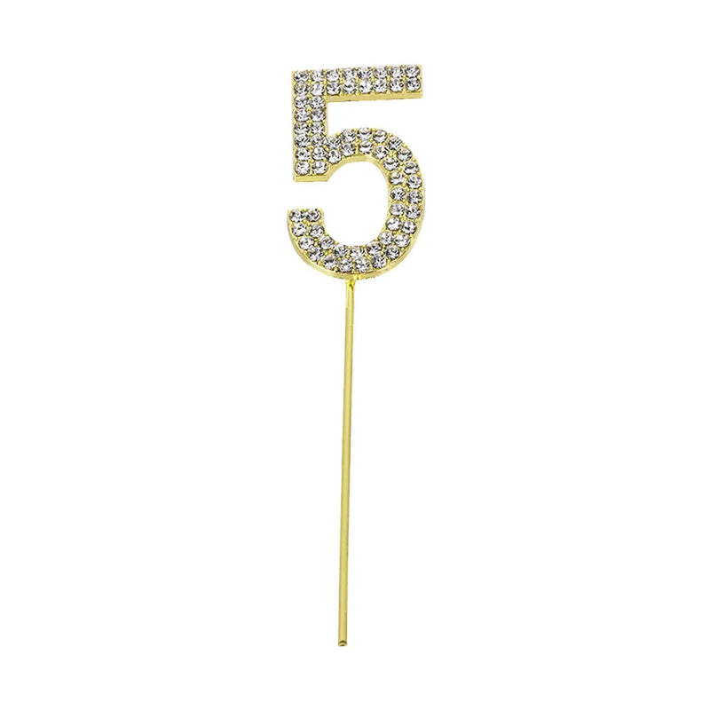 Cake Topper Chiffre 5 Doré
