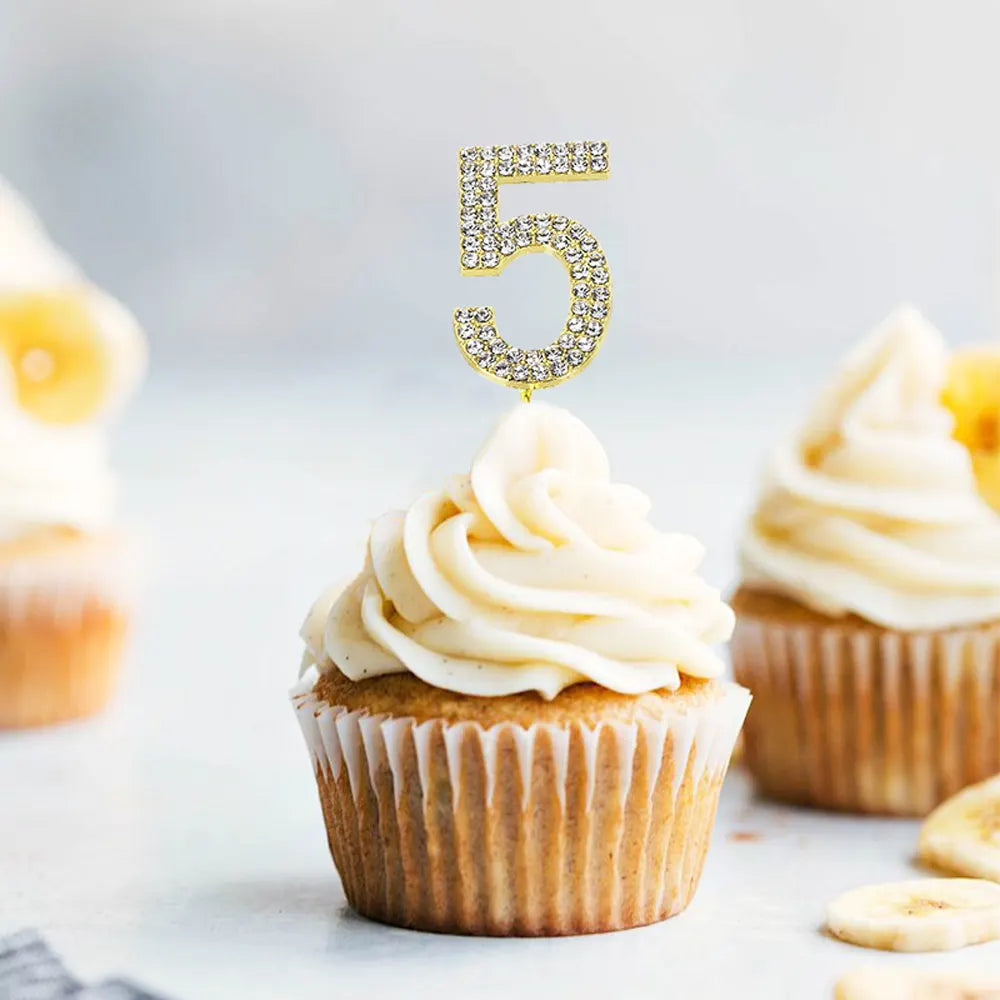 Cake Topper Chiffre 5 Doré
