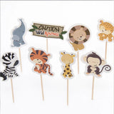 Lot de 24 Pics à Cupcake Animaux de la Jungle 12cm