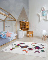 Tapis Rectangulaire Kids Oiseaux Un Amour de Tapis - Crème