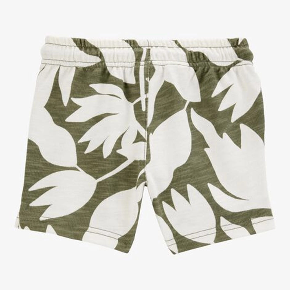 Short de felpa sin cierre para Niño Carter's - Tropical Verde y Blanco