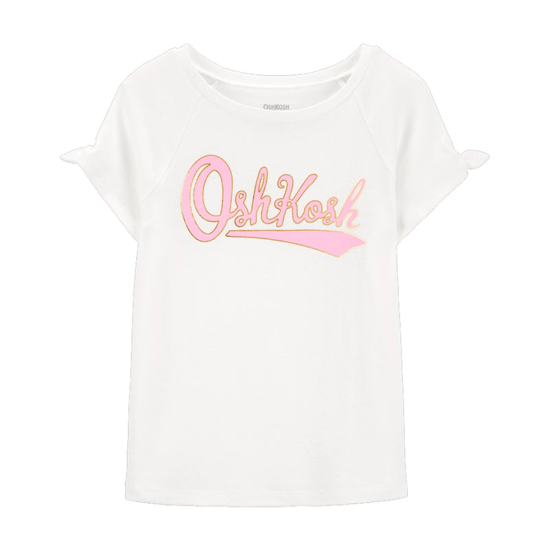 T-shirt à Manches Nouées avec Logo Fille OshKosh - Ivoire
