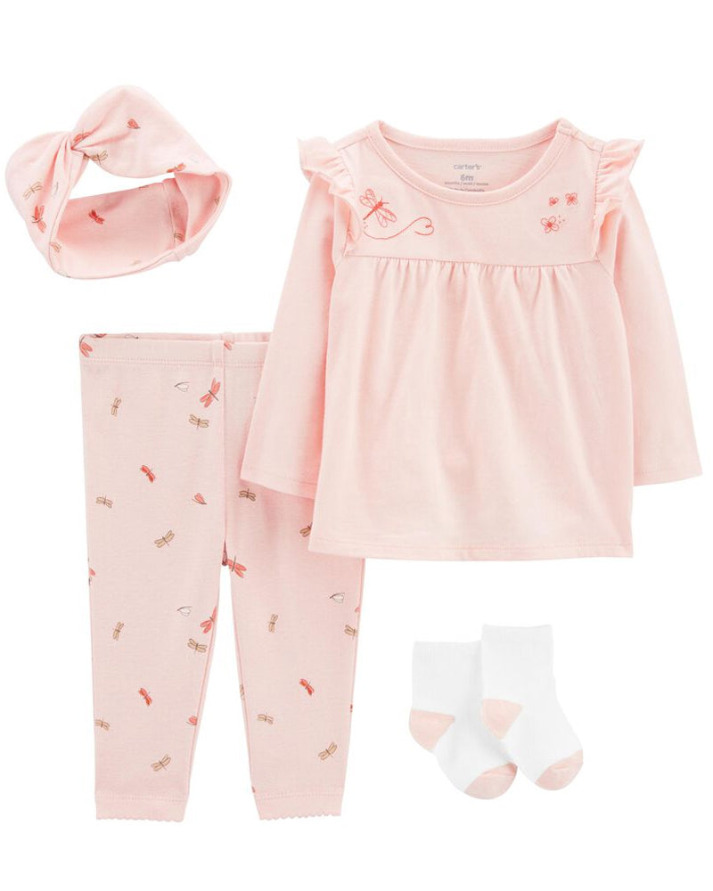 Conjunto de tops y leggings de 4 piezas para bebé de Carter's - Rosa