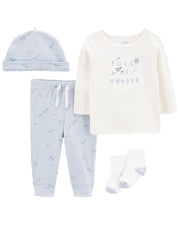 Ensemble 4 Pièces Hauts Et Leggings Bébé Carter's - Bleu