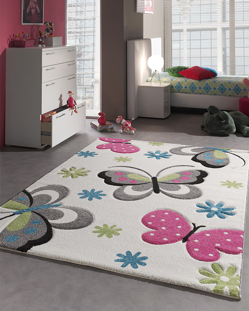 Tapis Kids Papillons Crème