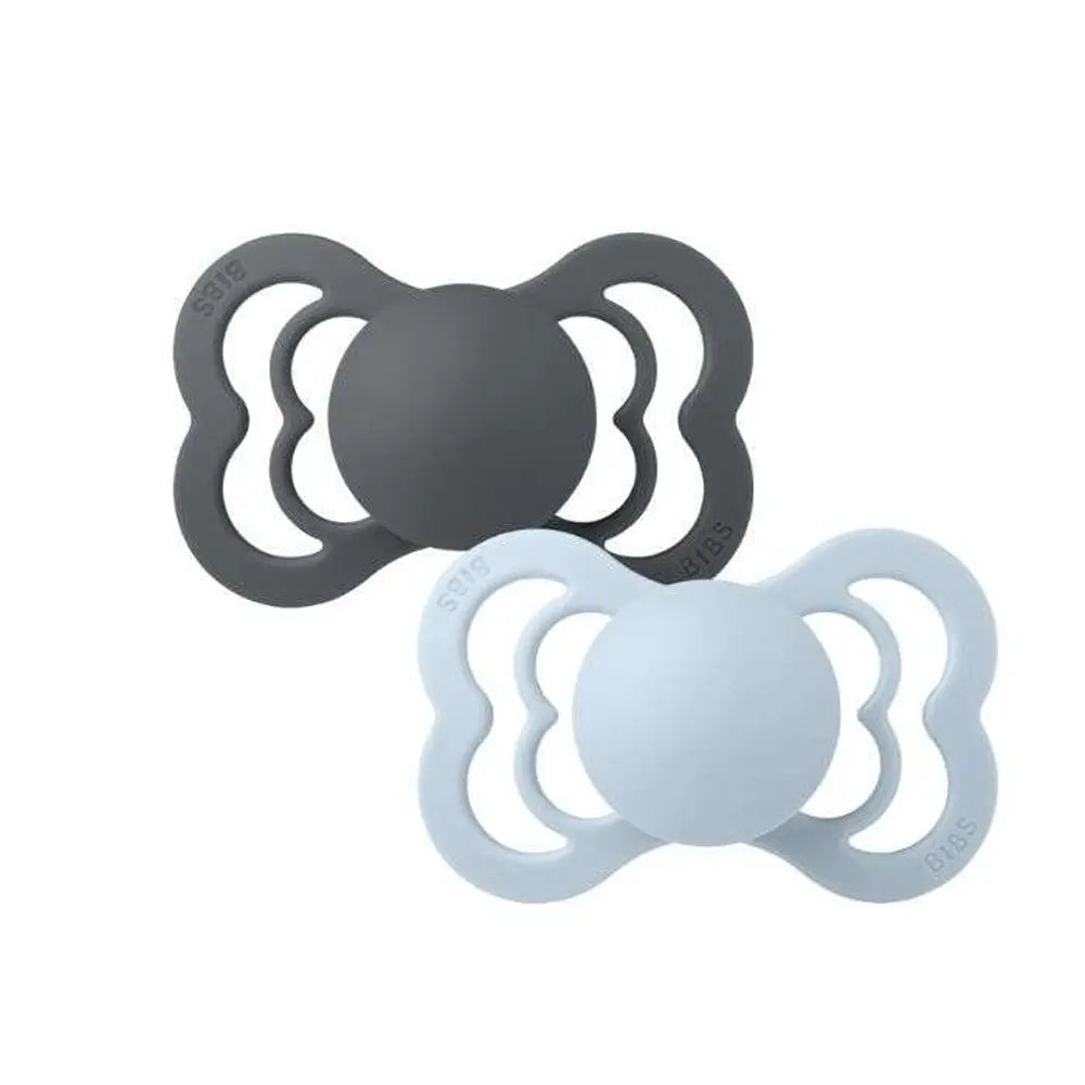 BIBS Pack de 2 chupetes simétricos Supreme - Hierro/Azul bebé
