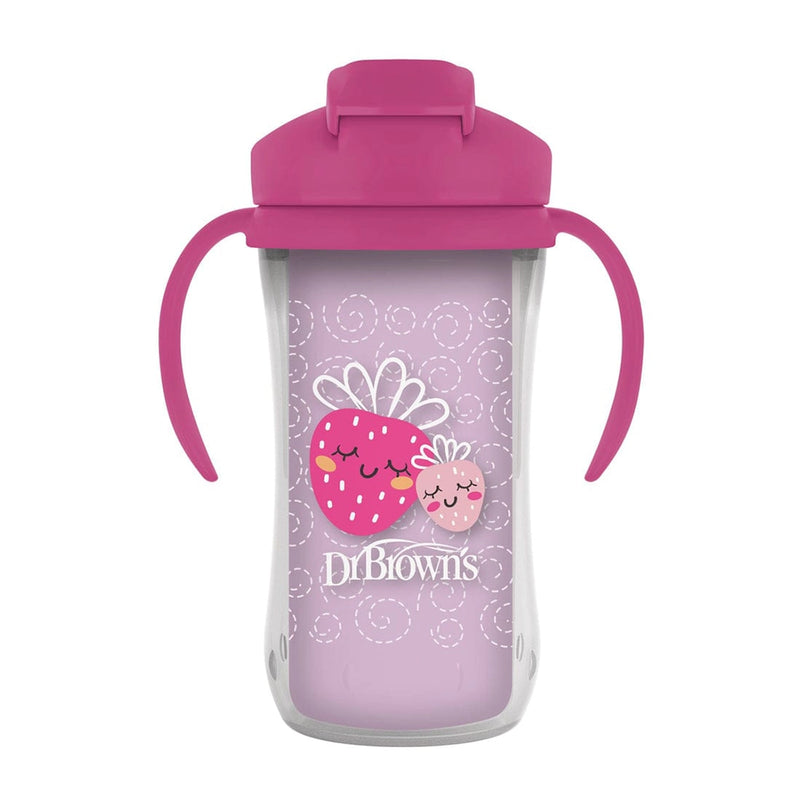 Dr. Brown's 300ml Insulated Straw Cup with Handles 12M+ - Pink