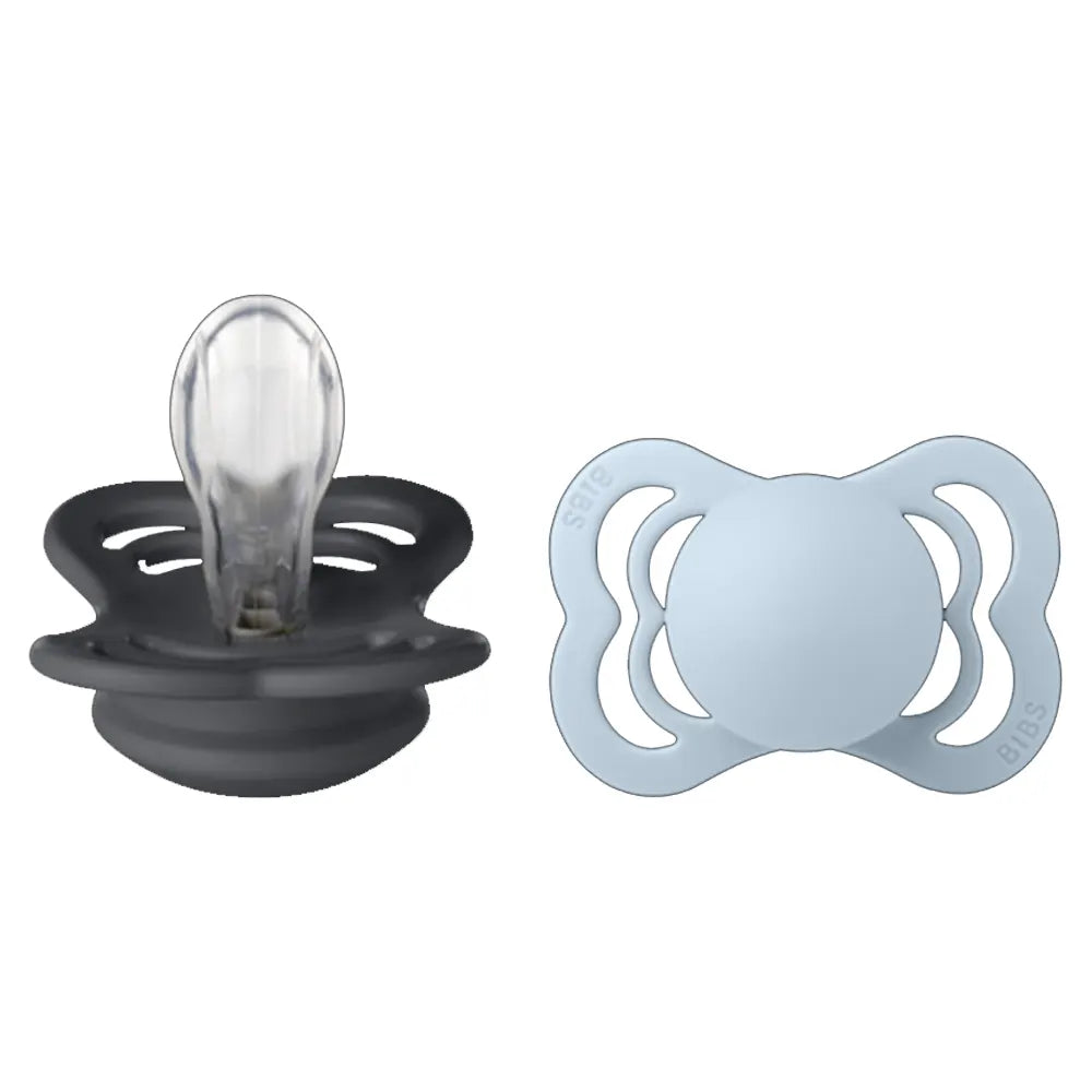 BIBS Pack de 2 chupetes simétricos Supreme - Hierro/Azul bebé