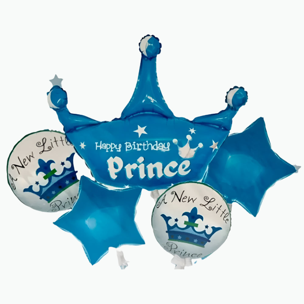 Ensemble de 5 Ballons  Couronne - Happy Birthady Prince