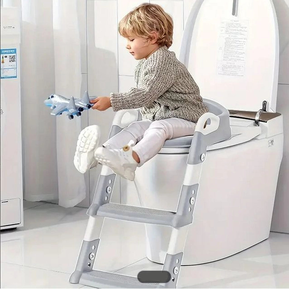 Réducteur de Toilette Pliable avec Échelle 3A+ - Gris