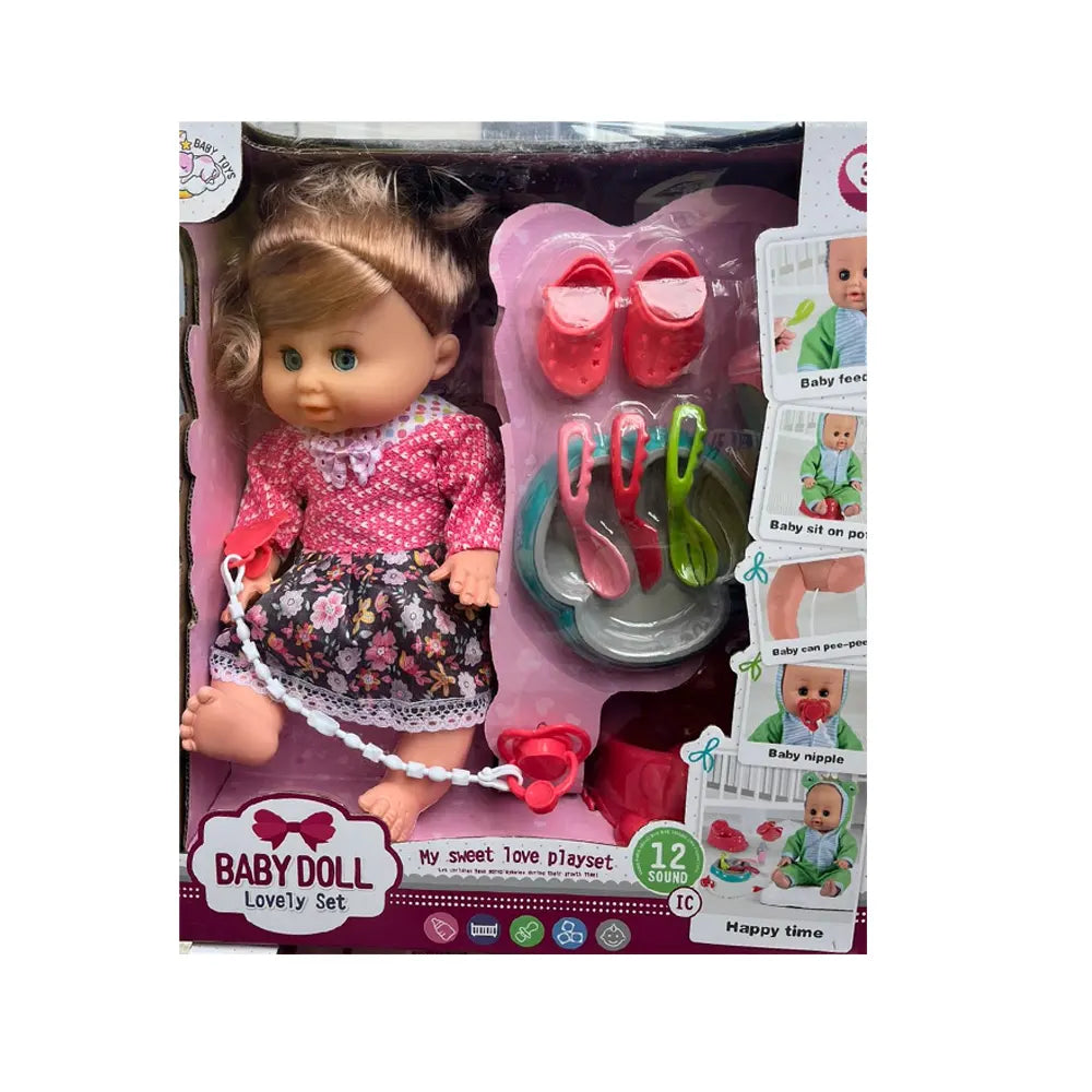 Baby Doll Lovely Set Muñeca Interactiva con Accesorios - +3A