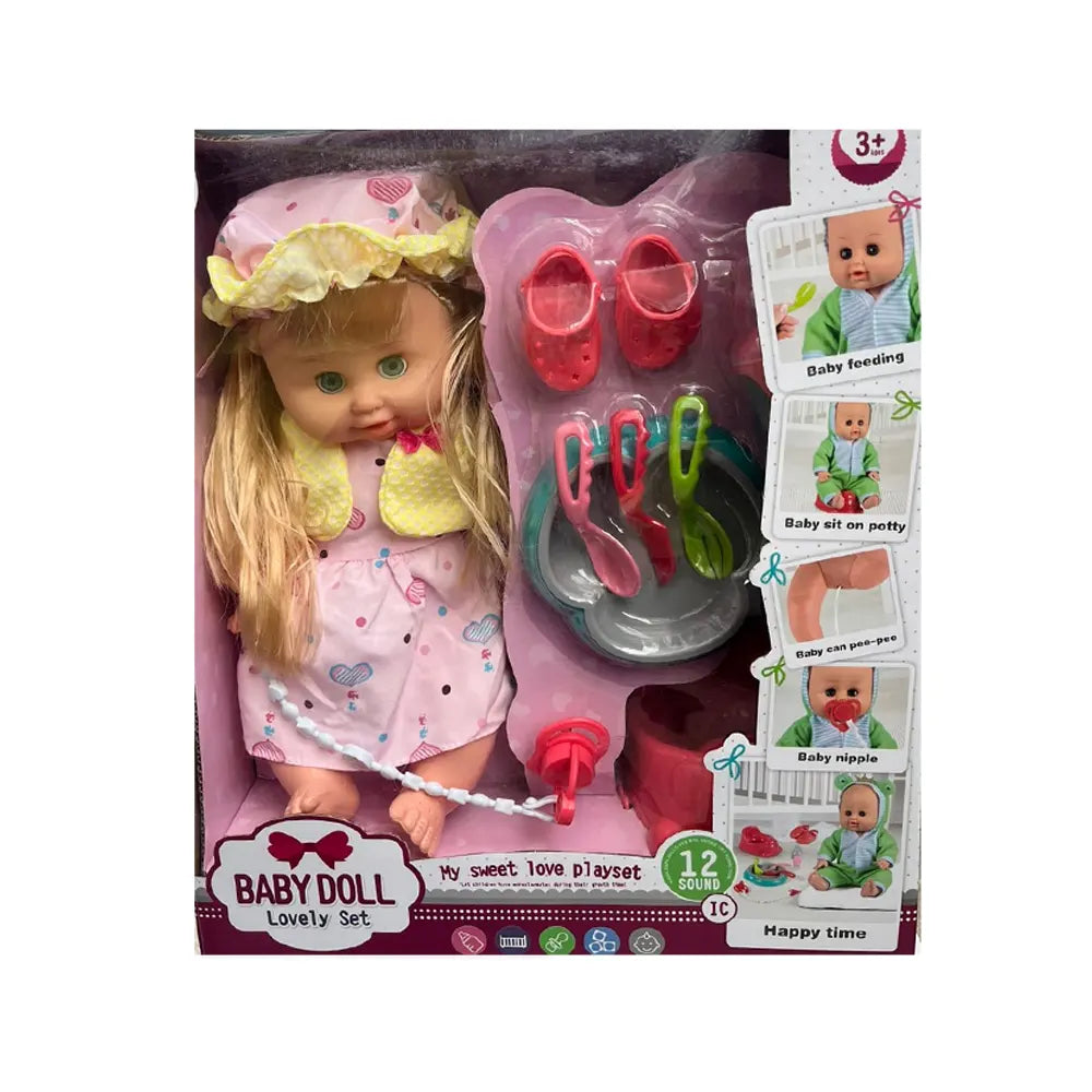 Baby Doll Lovely Set Muñeca Interactiva con Accesorios - +3A