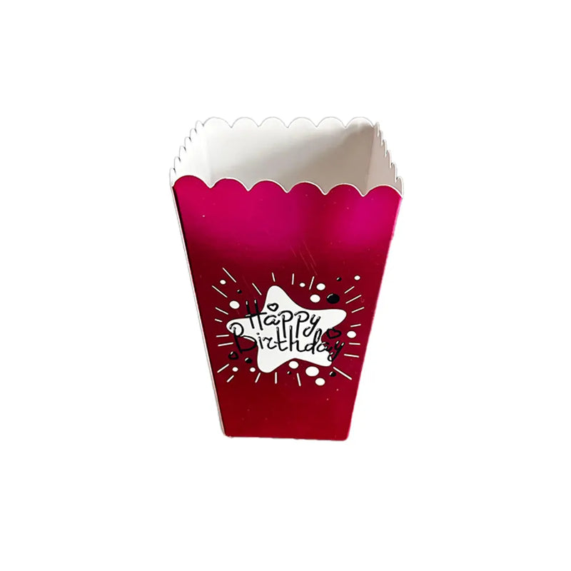 6 Boîtes à Popcorn Happy Birthday - Rose