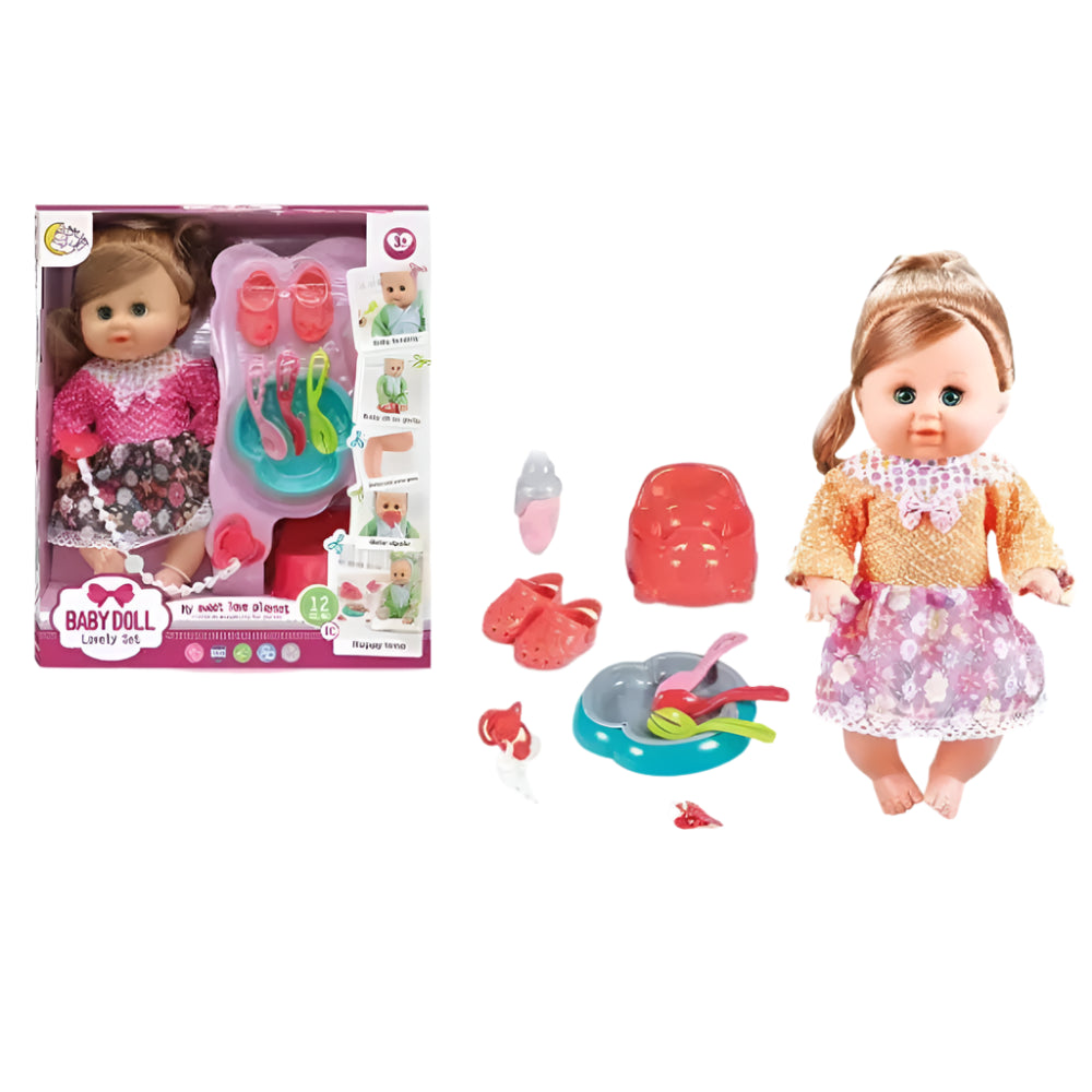 Baby Doll Lovely Set Muñeca Interactiva con Accesorios - +3A