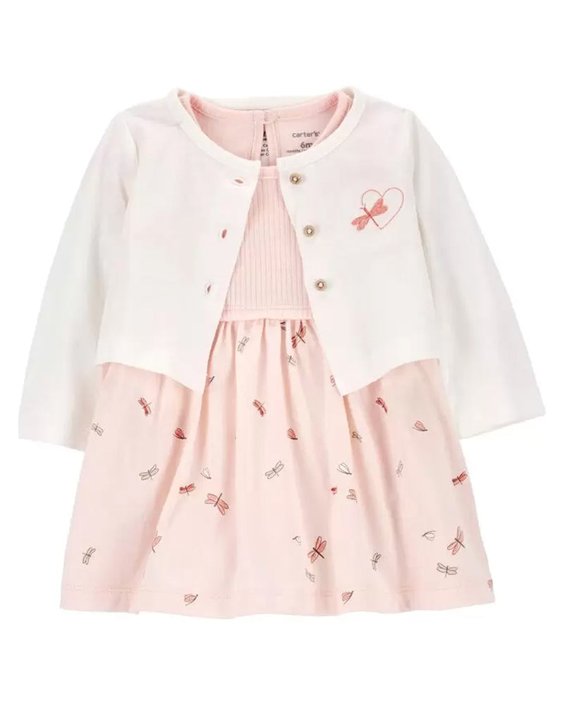 Ensemble 2 Pièces Cardigan Et Robe Carter's - Rose