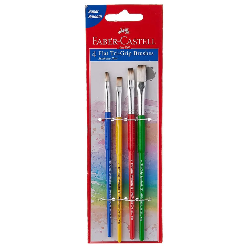 Faber-Castell Lot de 4 Pinceaux Tri-Grip Plats