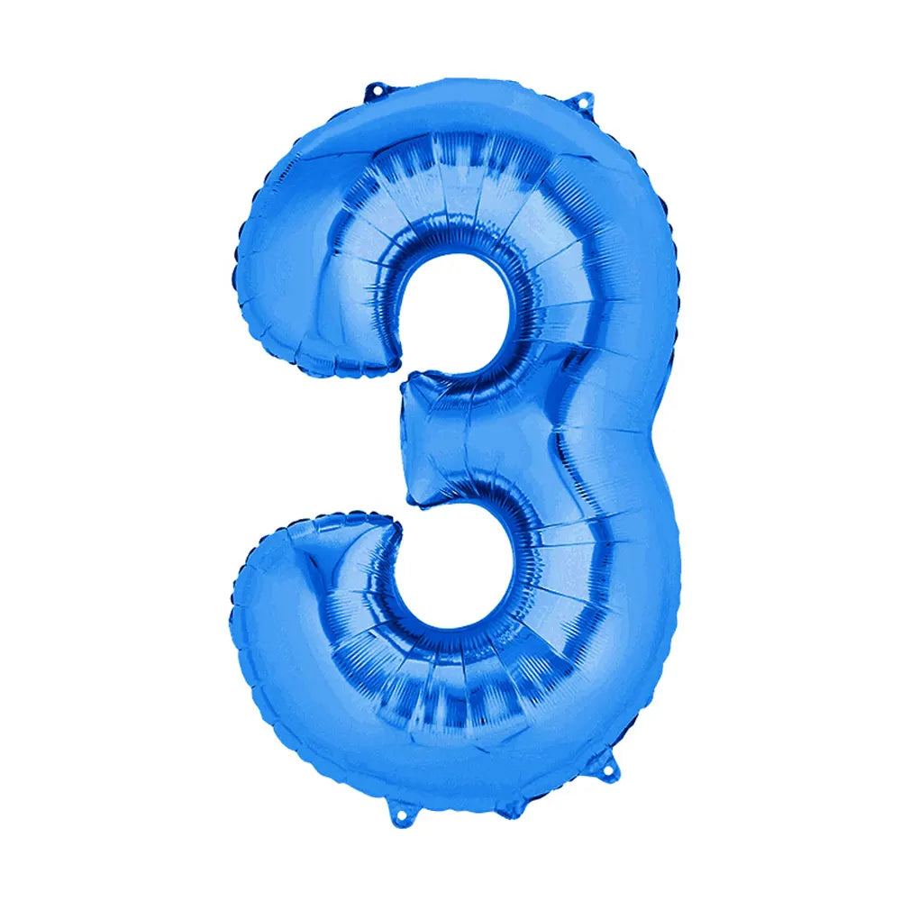 Ballon Chiffre 3 en Aluminium Bleu – 86cm