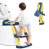 Réducteur de Toilette Pliable avec Échelle 18M+ - Bleu & Jaune