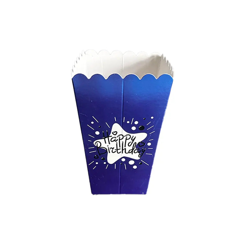 6 Boîtes à Popcorn Happy Birthday - Bleu