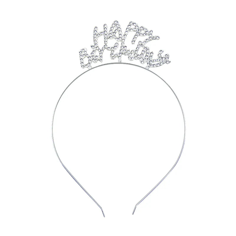 Silver Happy Birthday Headband – 1 Piece