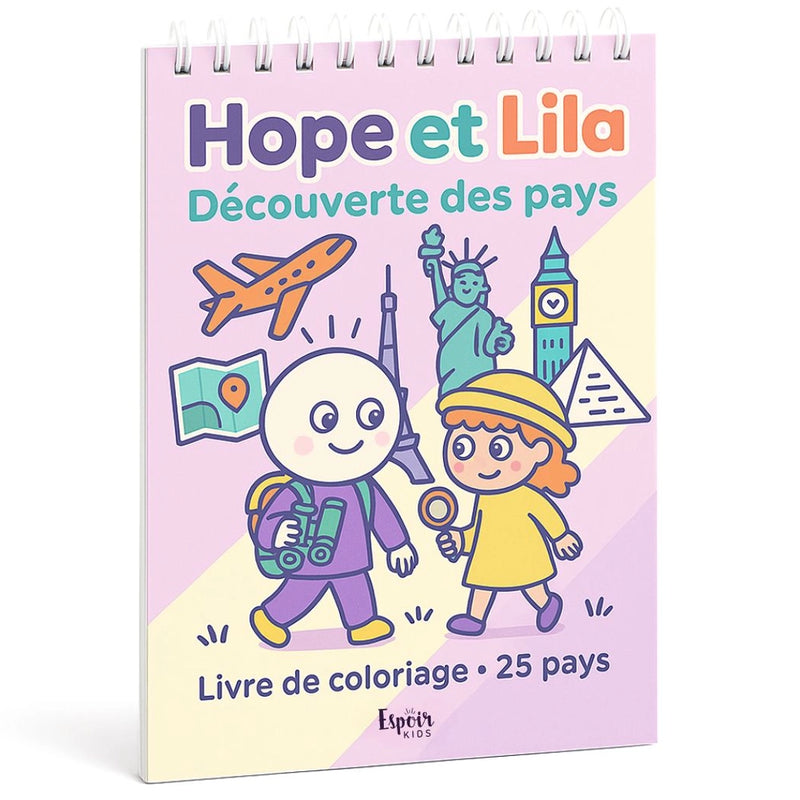 Espoir Planner Hope et Lila : Découverte des Pays – 25 Aventures à Colorier