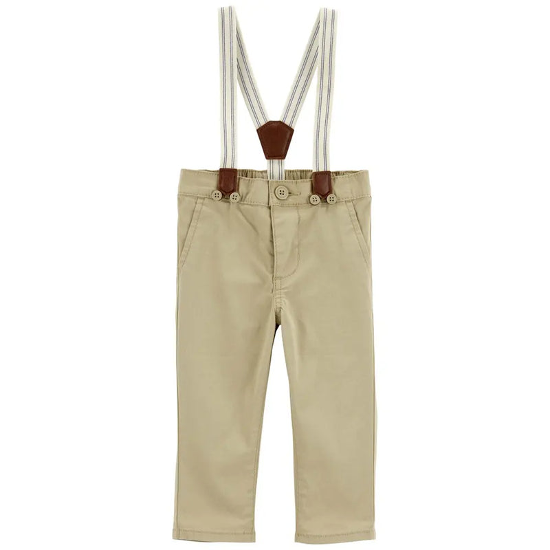 OshKosh Baby Boy Twill Suspender Pants - Khaki