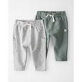 Lot de 2 Pantalons Bébé en Coton Bio GOTS Little Planet - Gris & Vert