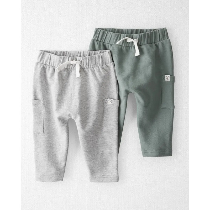 Little Planet 2-Pack GOTS Organic Cotton Baby Pants - Gray & Green