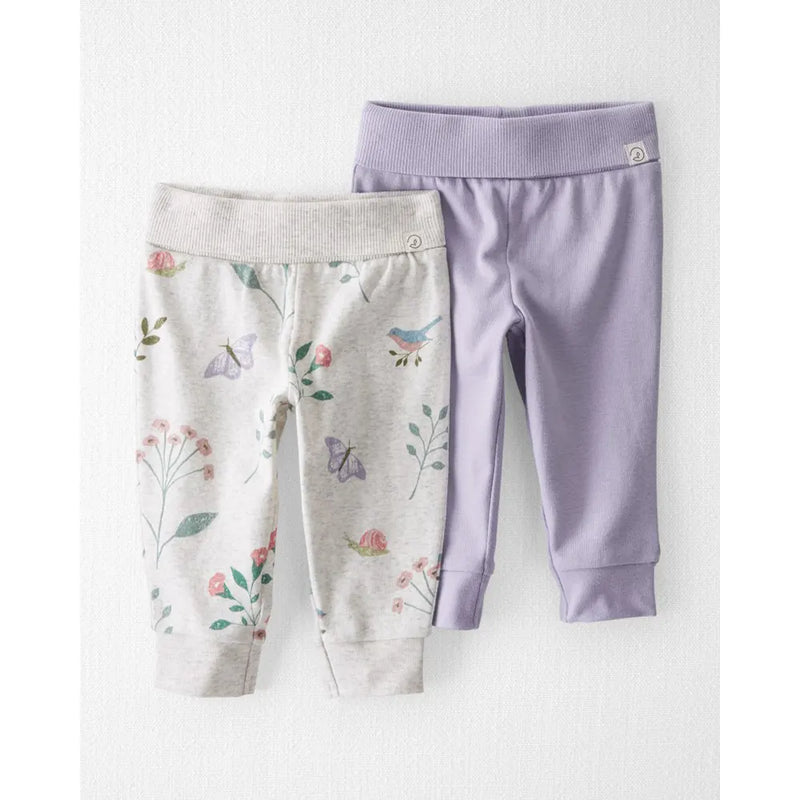 Lot de 2 Jogging en Coton Bio Bébé Fille Little Planet - Papillon & Lilas