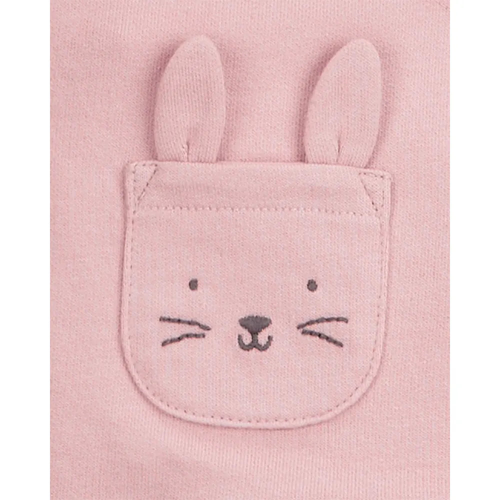 Ensemble 3 pièces bébé avec gilet motif lapin
