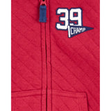 Combinaison rouge à manches longues bébé en double maille style sportif