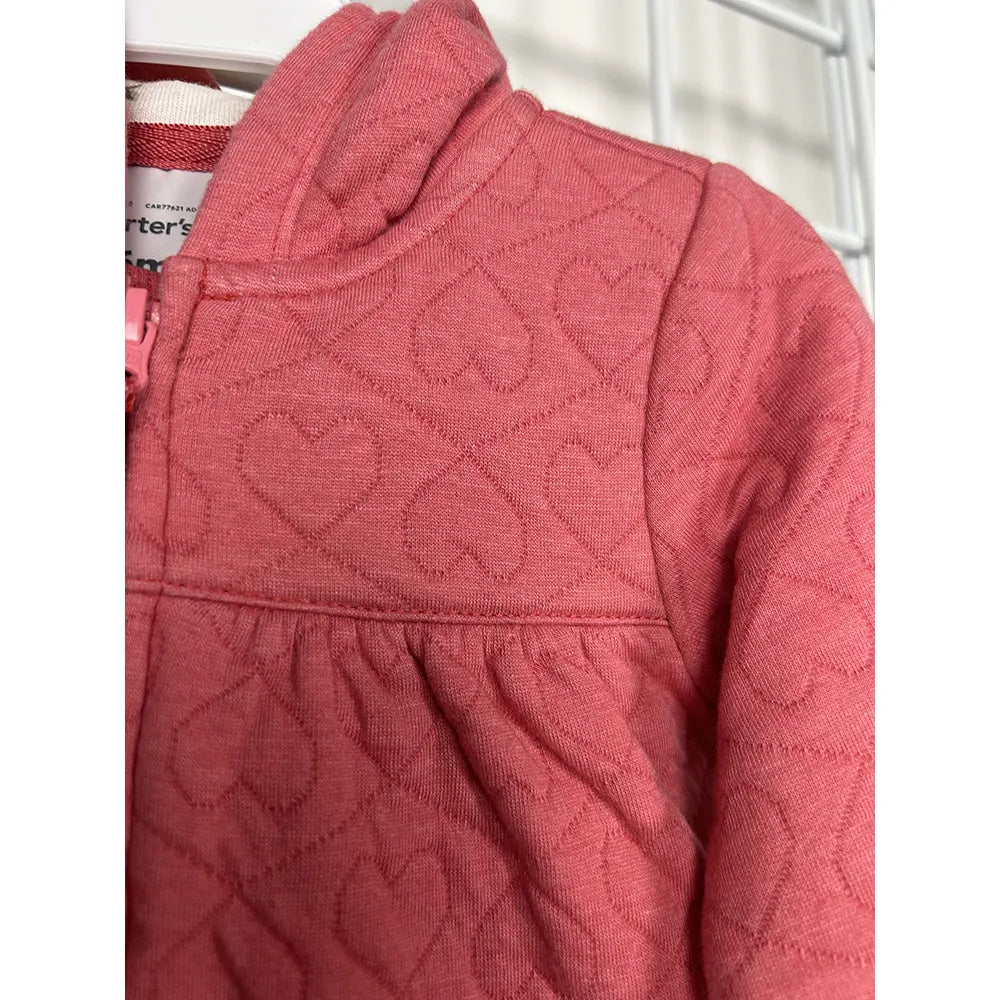 Combinaison rouge à manches longues bébé en mélange de coton à motif cœur