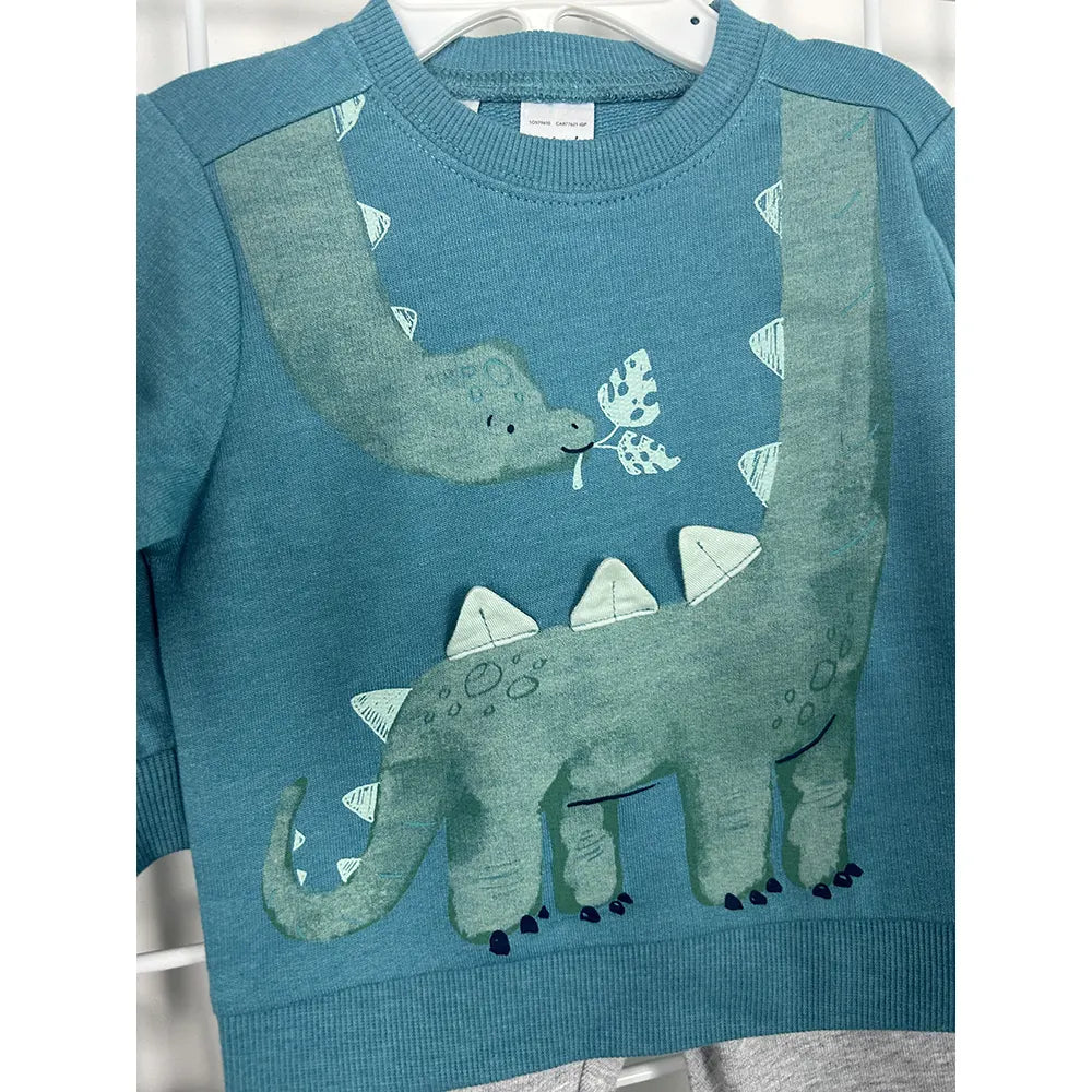 Ensemble 2 pièces bébé : pull motif dinosaure et pantalon de jogging