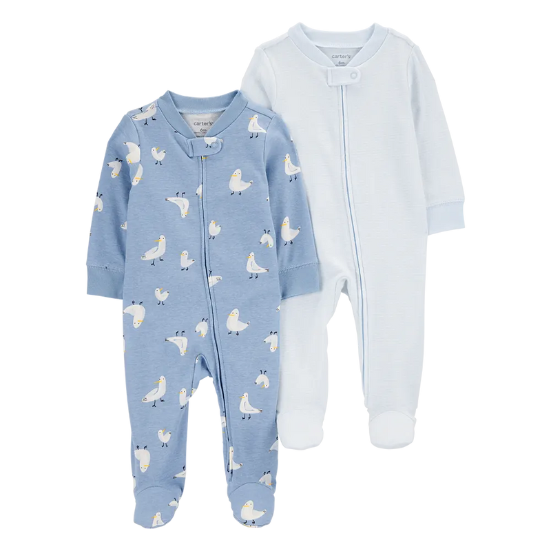 Carter's 2-Pack Baby Boy Zip-Up Sleepers - Pelican