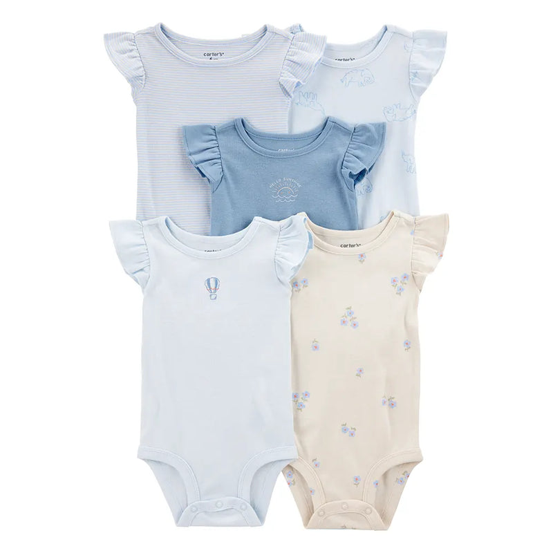 Set de 5 bodys de algodón para bebé niña Carter's - Azul y beige