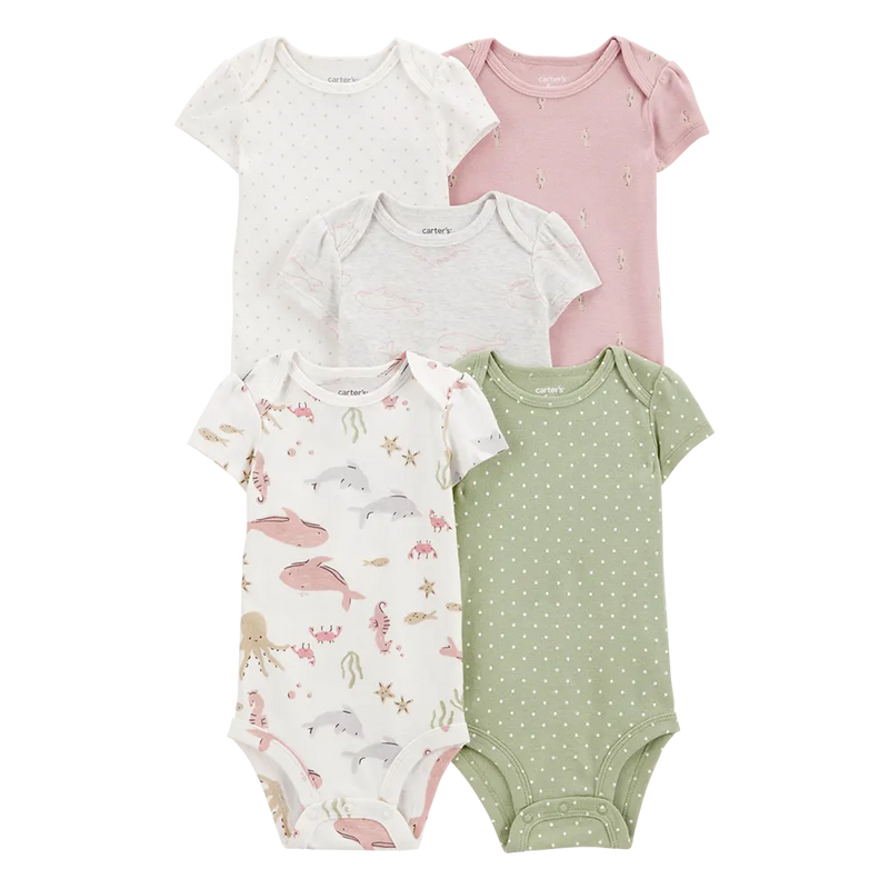 Set de 5 bodys para bebé niña Carter's - Caballito de mar