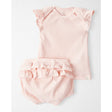 Ensemble côtelé en coton bio bébé fille - Rose