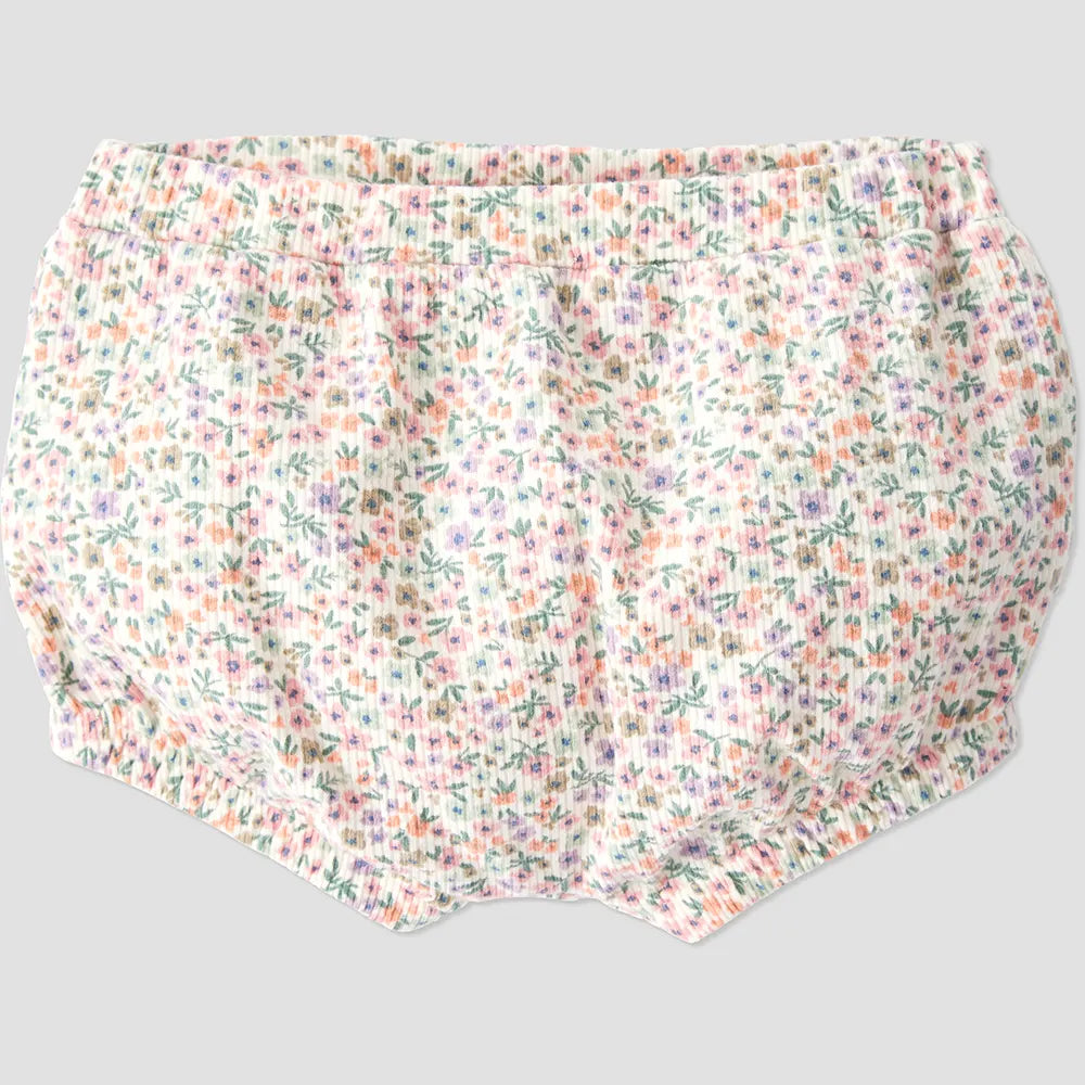 Ensemble fleuri en coton bio côtelé bébé fille