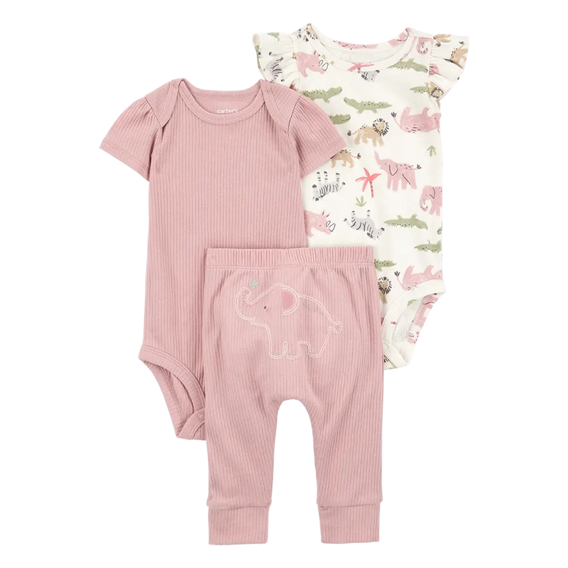 Ensemble 3 Pièces Bébé Fille Carter's - Éléphant