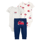 Ensemble 3 pièces camion de pompier bébé garçon
