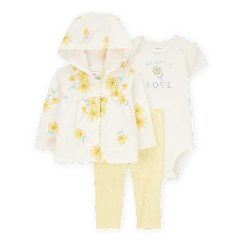 Ensemble 3 Pièces à Capuche Bébé Fille Carter's - Floral