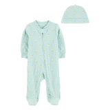 Ensemble pyjama zippé et bonnet citron bébé fille