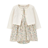 Ensemble robe florale et cardigan bébé fille