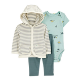 Ensemble 3 pièces à capuche rayé bébé garçon