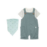 Ensemble salopette courte et bandana rayé bébé garçon