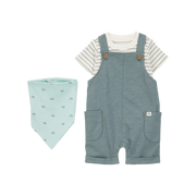 Ensemble salopette courte et bandana rayé bébé garçon