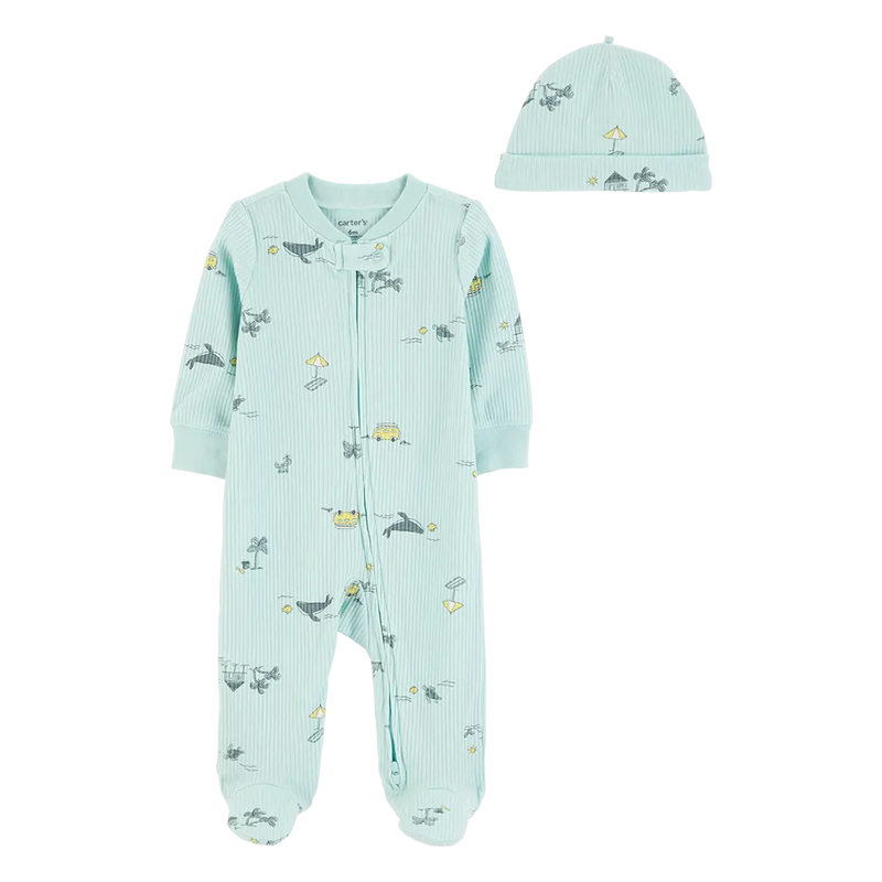 Grenouillère Zippé & Bonnet Bébé Garçon Carter's - Plage