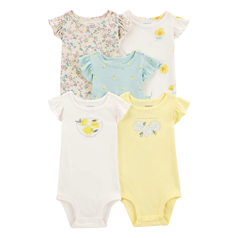 Set de 5 bodys para bebé niña Carter's - Limón
